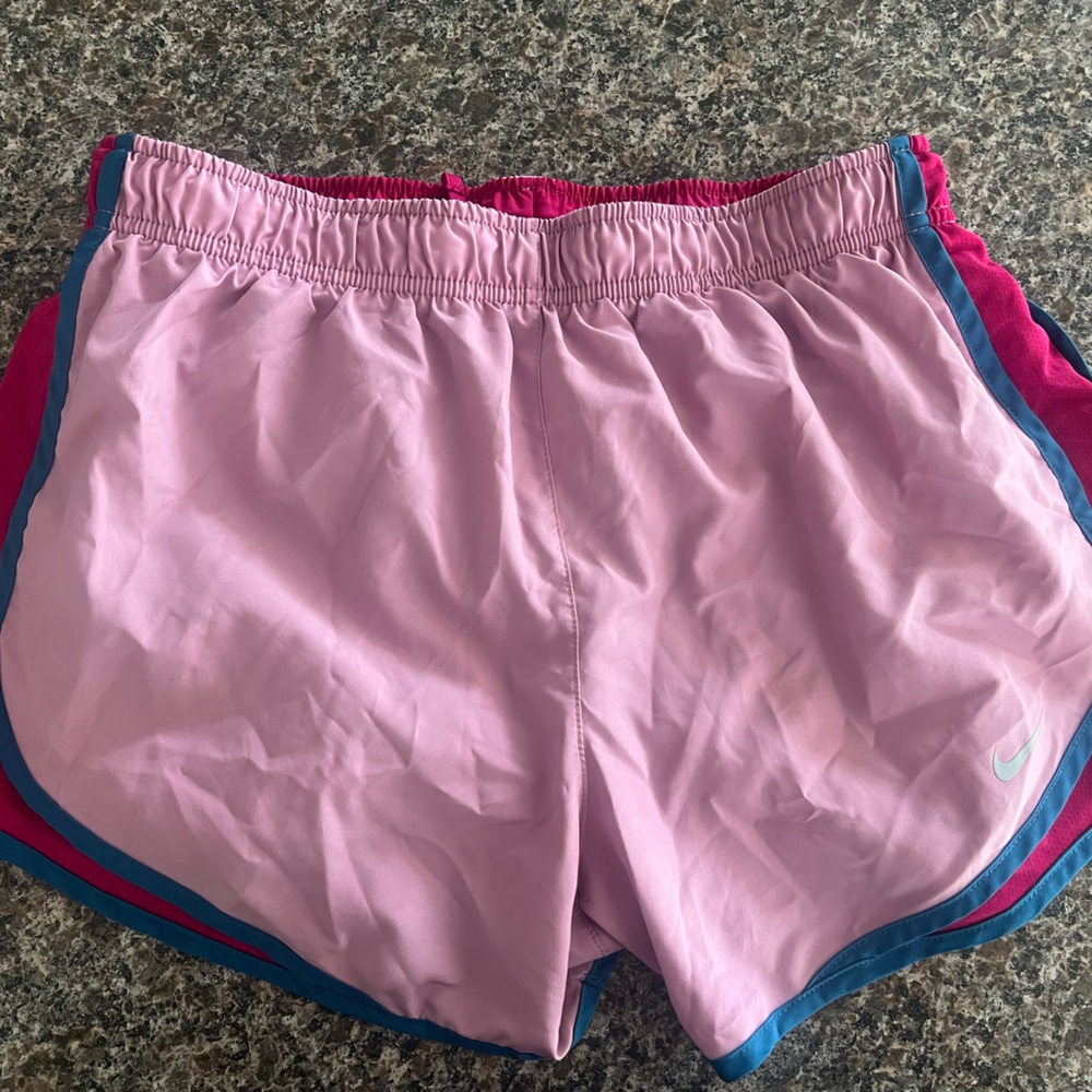Nike Women's Pink and Blue Athletic Shorts